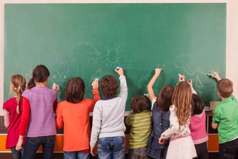 children at the chalkboard