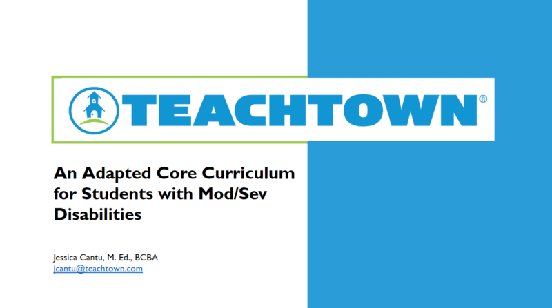 An Adapted Core Curriculum for Students with Moderate to Severe Disabilities