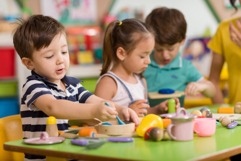 PreK students playing